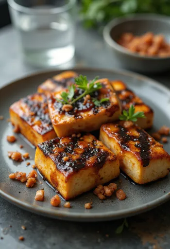 Tofu grelhado com especiarias servido