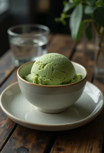 Sorvete Häagen-Dazs Green Tea com textura cremosa