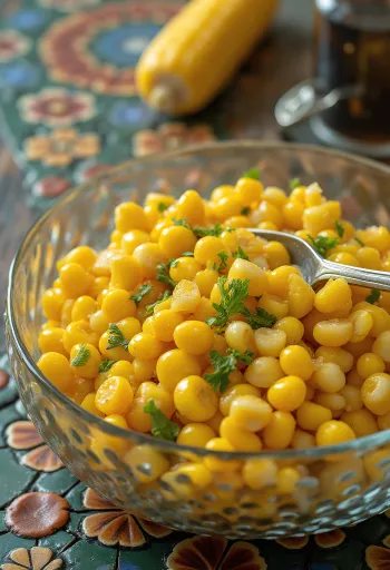 Salada de milho fresca com legumes crocantes e molho cremoso