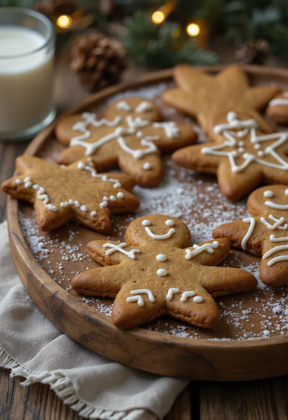 Bonecos de biscoito de gengibre servidos e decorados