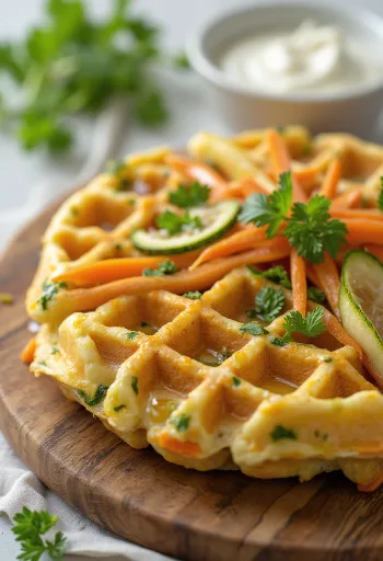 Waffle de legumes recém assado