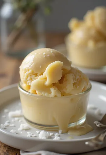 Sorvete de chocolate branco caramelizado servido