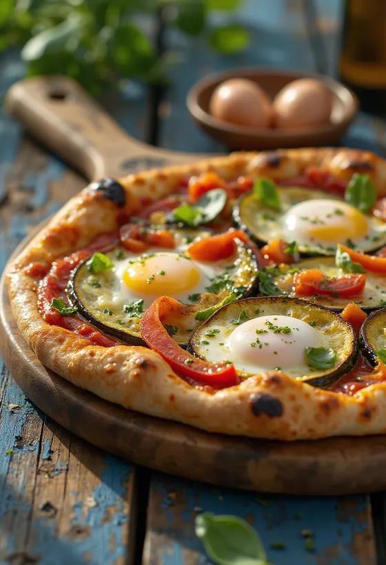 Pizza alla Griglia com legumes grelhados