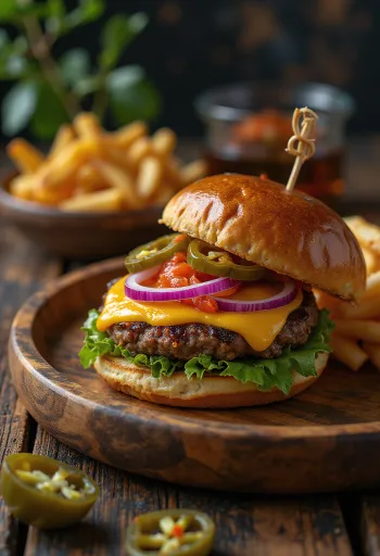 Spicy jalapeño burger servido