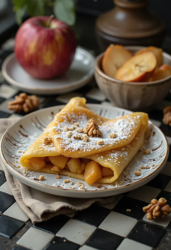 Panqueca Strudel com recheio de maçã e canela