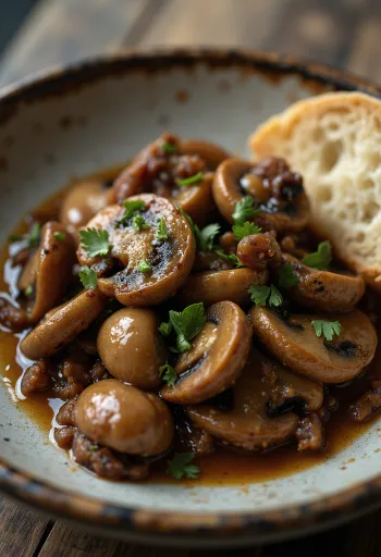 Ragu de cogumelos com endro servido