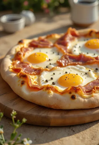 Pizza alla Pancetta e Uova com bacon e ovo