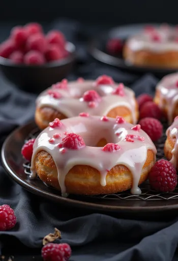 Donut de Framboesa com Chocolate Branco servido