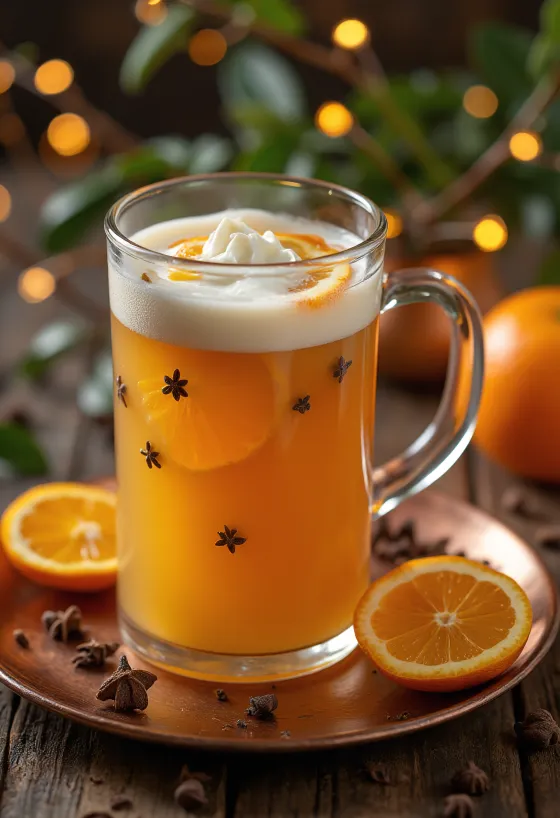 Sidra com laranja e cravo servida em copo