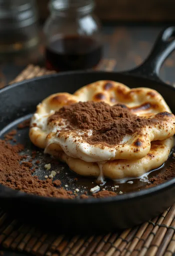 Naan tiramisu servido