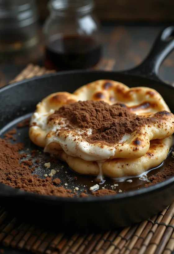 Naan tiramisu servido