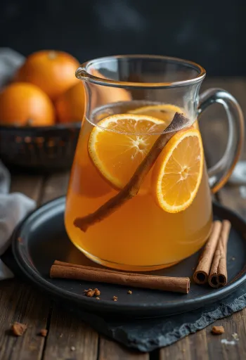 Ponche de laranja com especiarias no copo