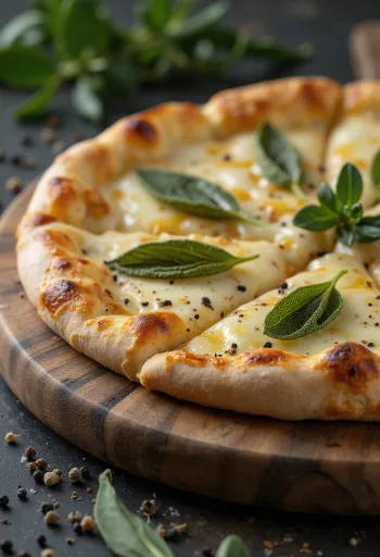 Pizza alla Salvia com sálvia e queijo