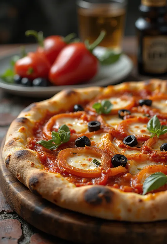 Pizza alla Zingara com legumes e linguiça
