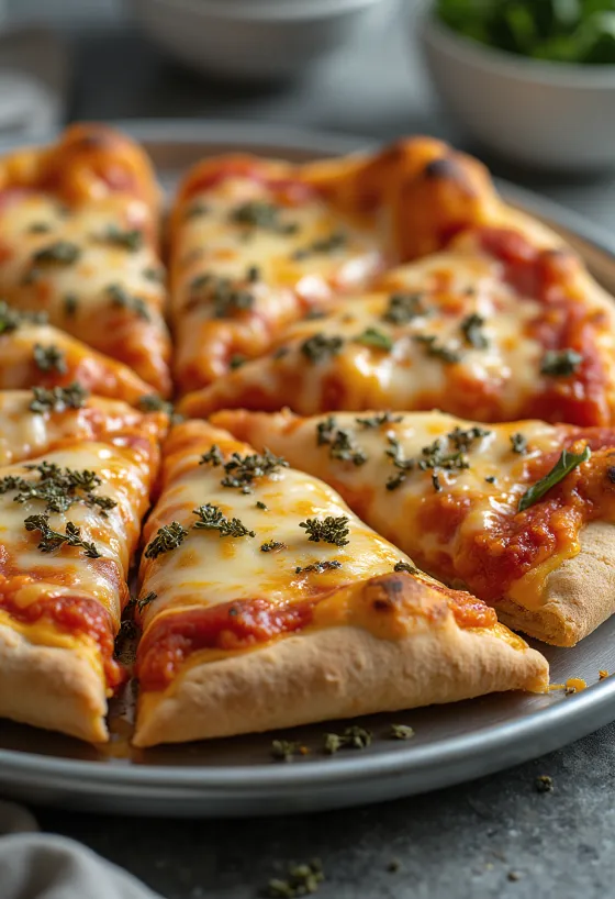 Pizza Estilo St. Louis com massa fina e queijo Provel