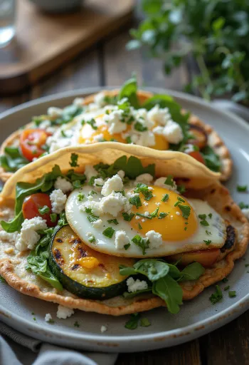 Wrap mediterrâneo de legumes com queijo feta