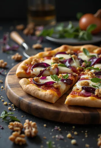 Pizza al radicchio com queijo e nozes