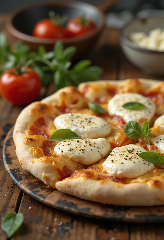 Pizza de ricota recém-assada