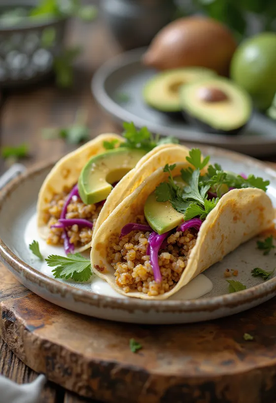 Taco de quinoa servido