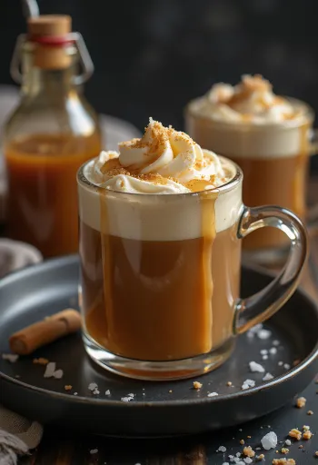 Sidra com caramelo salgado servida em copo