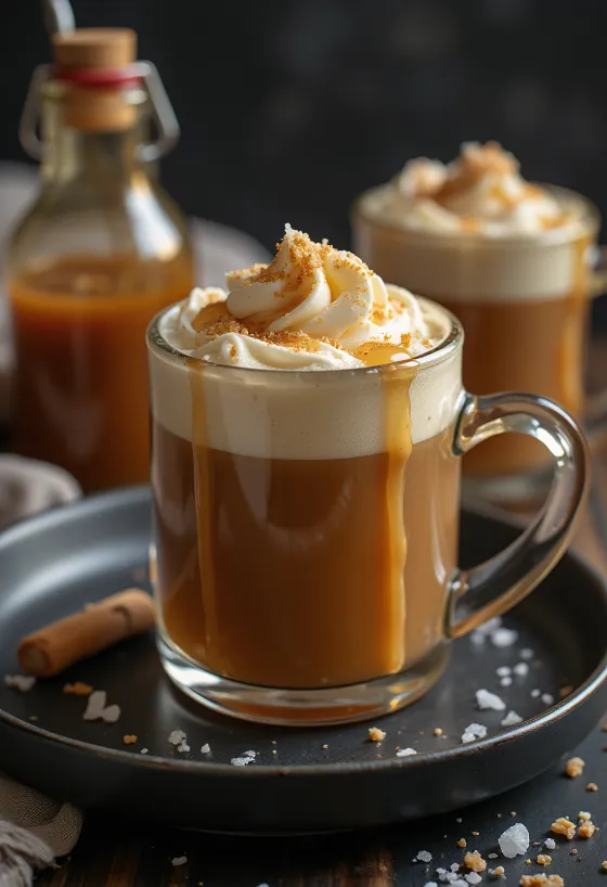 Sidra com caramelo salgado servida em copo