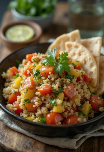 Tabule verde vibrante com muita salsinha e tomate picado