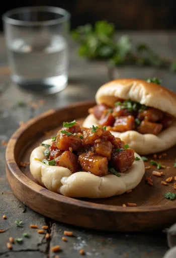 Pãezinhos Bao com carne de porco, cozidos no vapor
