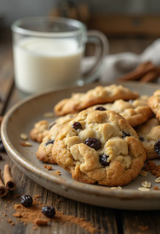 Cookie de passas recém-assado