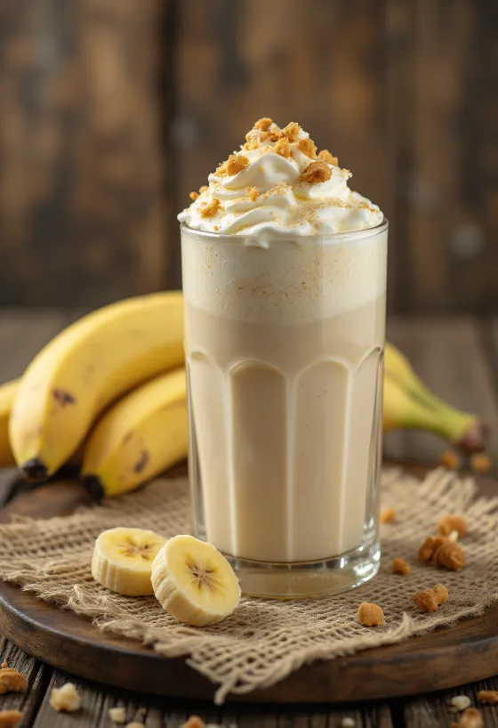 Frappé de banana com hortelã servido