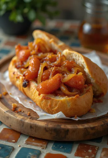 Sanduíche de Chistorra, com linguiça, salsinha fresca e baguete tostada