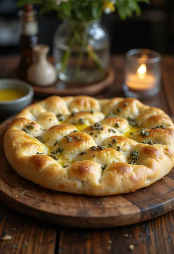 Focaccia low carb de farinha de amêndoas servida