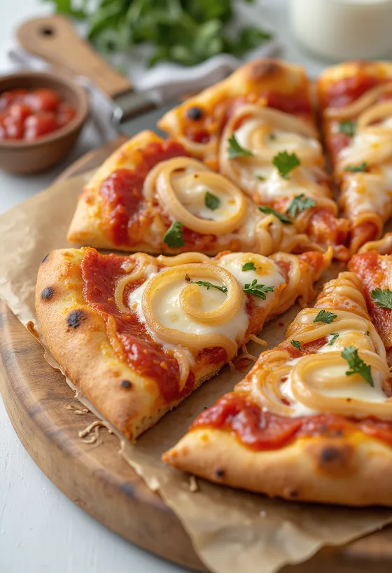 Pizza con Cipolla com cebola e mussarela