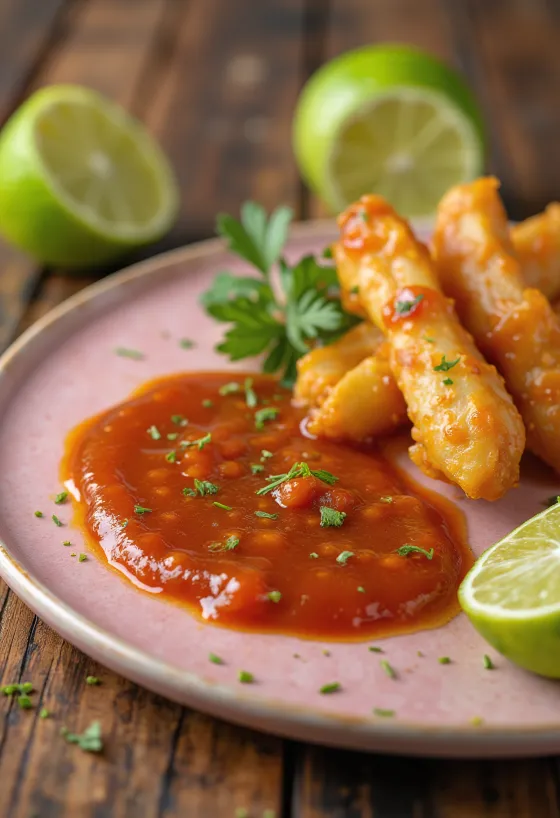 Molho BBQ de lima, gengibre e curry servido