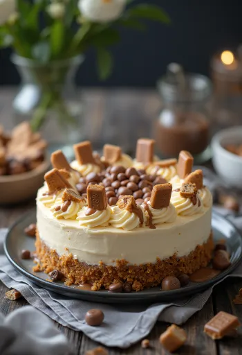 Torta Kinder Bueno servida em fatia