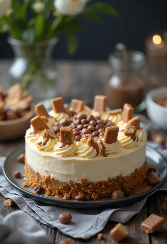 Torta Kinder Bueno servida em fatia