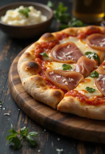 Pizza con Pancetta com bacon e queijo