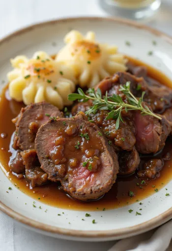Sauerbraten servido no prato