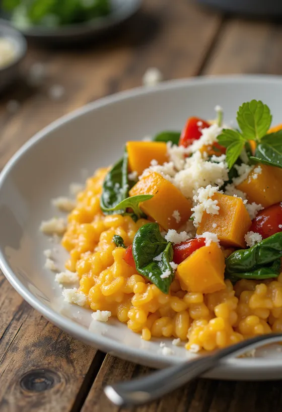 Risoto de abóbora com legumes