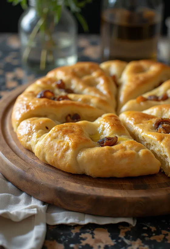 Focaccia amanteigada servida