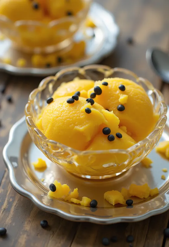 Sorbet de maracujá amarelo vivo