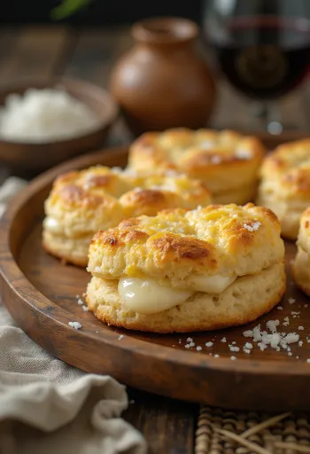 Pogácsa de queijo de ovelha servida