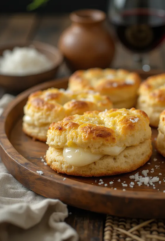Pogácsa de queijo de ovelha servida