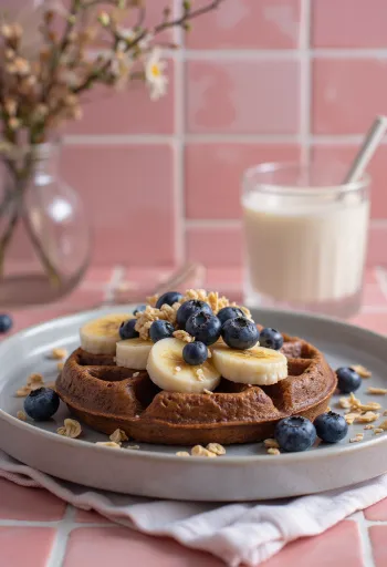 Waffle superfood com mirtilos e amêndoas