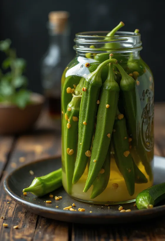 Quiabo em conserva picante no vidro