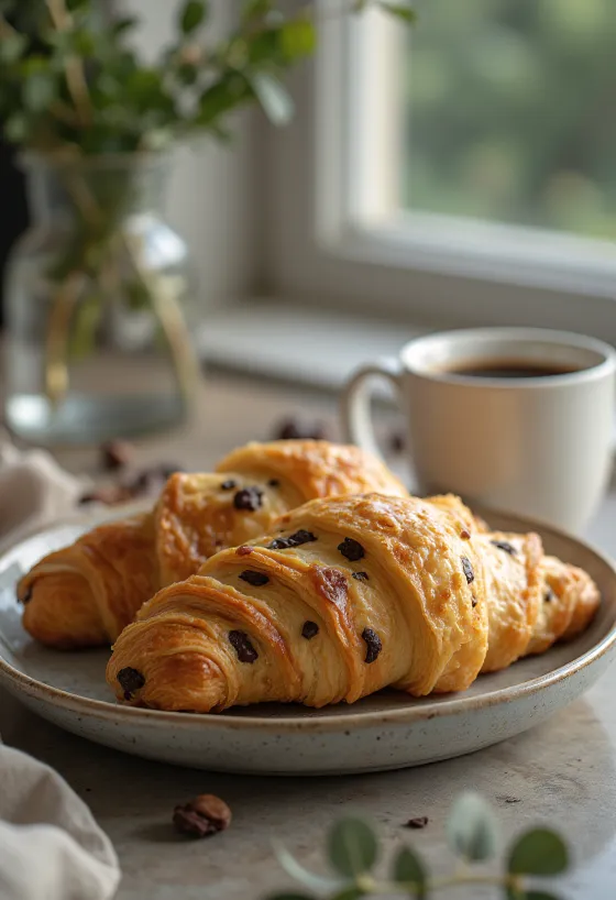 Croissant sem açúcar dourado e crocante