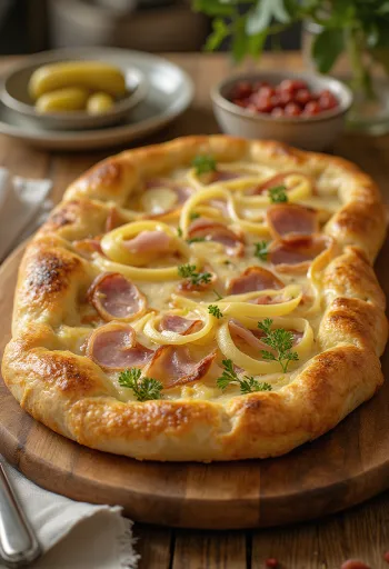 Calzone recheado com presunto e alho-poró