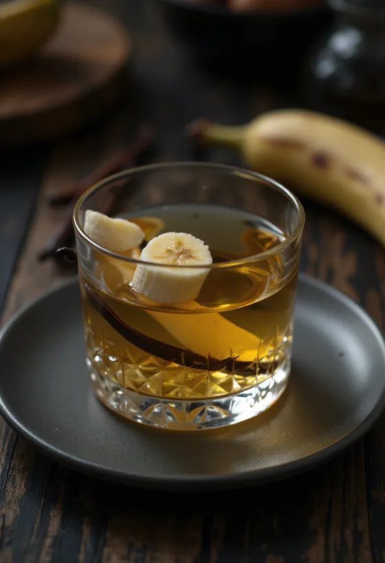Licor de banana servido em garrafa