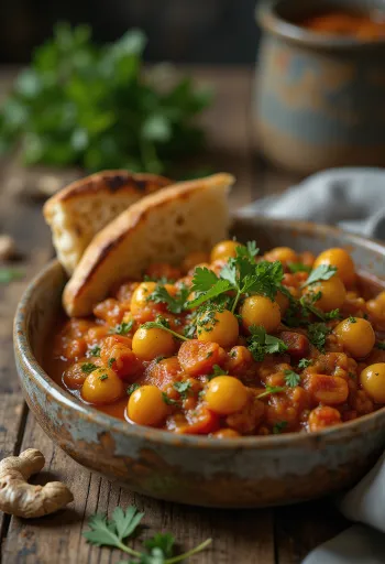 Ghugni masala, servido com grão-de-bico picante, coentro e limão