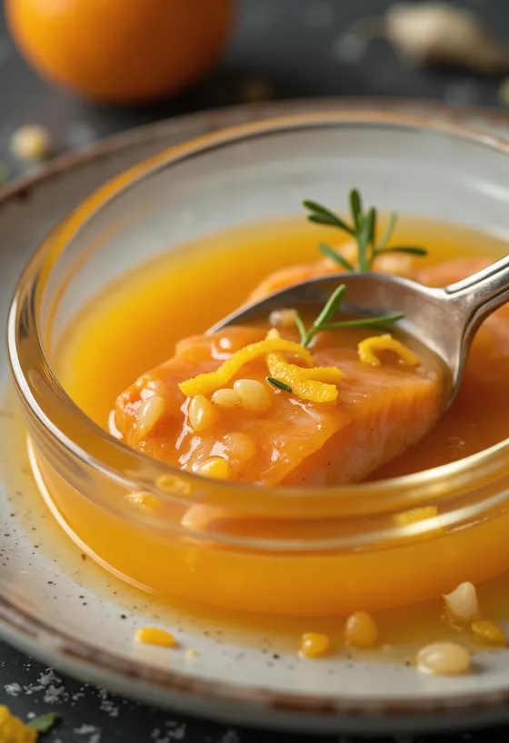 Molho de laranja com mel e gengibre servido
