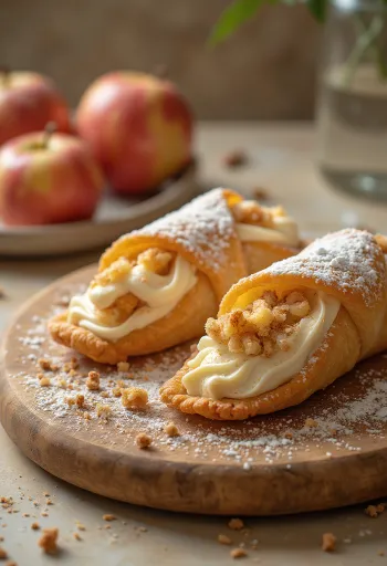 Cannoli de maçã com canela servido